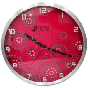 Red Aluminium and Glass Clock