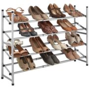 Expandable Stackable Chrome Finished Shoe Rack