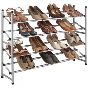 (2pk) Expandable Stackable Chrome Finished Shoe Rack