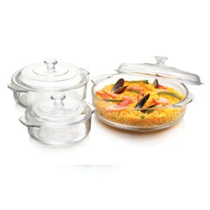 CRISA PYR-O-REY 3PC CASSEROLE DISH WIT GLASS LID