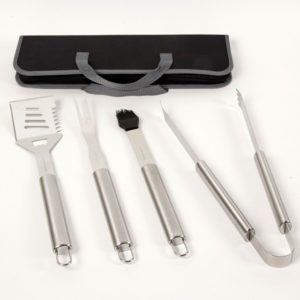 GIBSON GRILL BASICS 4PC BBQ TOOL SET WITH CANVAS BAG