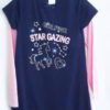 girls short sleeve navy long pajama top