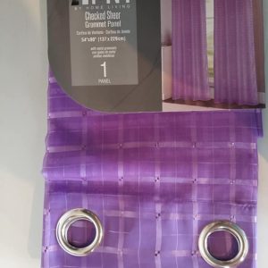 Purple Checked Sheer Curtain