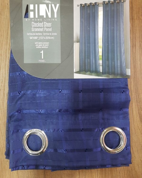 blue sheer curtain