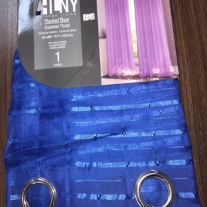 SPECIAL 3pcs HLNY Checked Sheer Curtain light blue