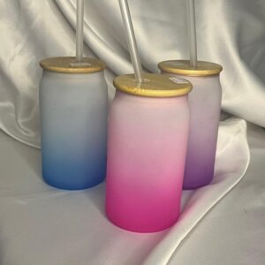 Party Glass Jar with Wooden (rubber seal) Lids and Straw