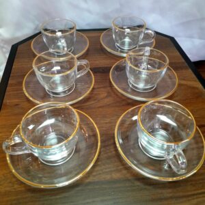 12 pc Gold Rim Tea Set (cup and saucer)