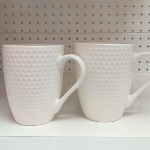 2pc White Ceramic Mug (Tall)