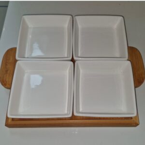 Square Appetizer Dishes with Bamboo Tray (Crofton)