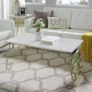 White Coffee Table with Book Rack