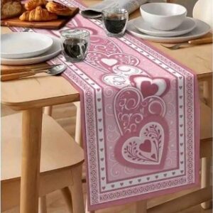 Pink Hearts Table Runner