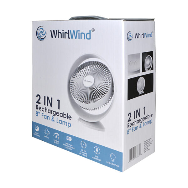 Whirlwind 8" Rechargeable Fan and Lamp