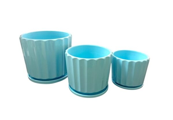 3pc Large  Ceramic Plant Pot Set - Image 3