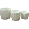 3pc Large  Ceramic Plant Pot Set - Image 2