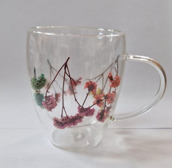 Double Wall Glass Mug with Decorative Filling - Image 4
