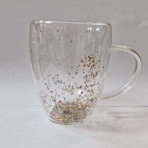 Double Wall Glass Mug with Decorative Filling