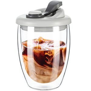 Double Wall Glass Mug with Cover