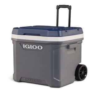 Igloo 62qt MaxCold Lat Carbonite/ Aegean Sea Roller Cooler