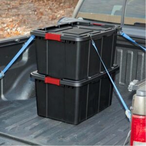 2pk Sterilite 27gal Industrial Tote Black W/Racer Red Latches